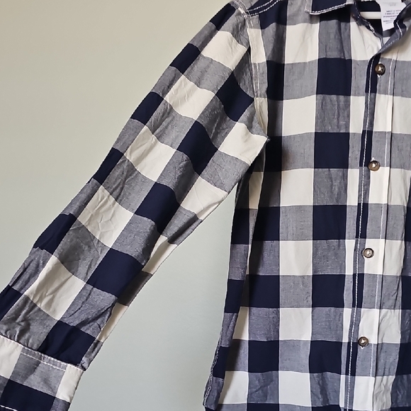 Tommy Bahama Checkered Navy and White Shirt Boys Size 10/12 Large - Picture 4 of 6